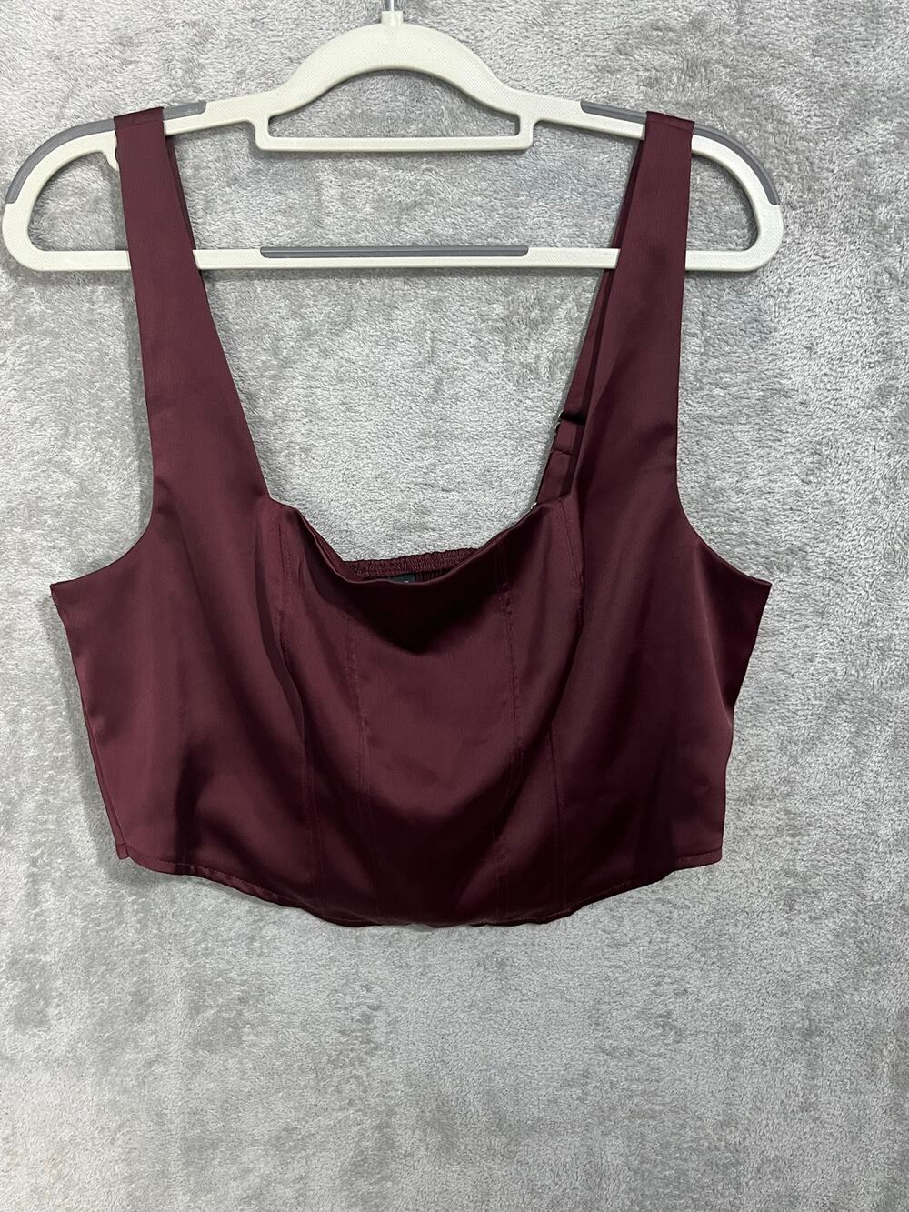 Wild Fable Corset Style Tank Top Large Burgundy Satin Dressy Coquette Festival